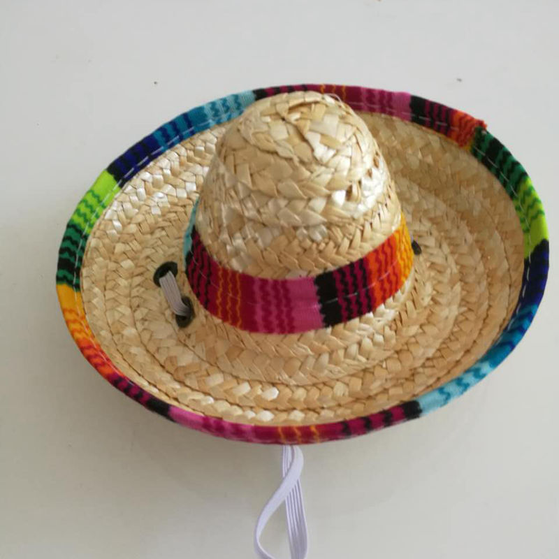 Festive Cinco de Mayo Straw Hat for Cats & Small Dogs