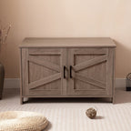 White Wooden Cat Litter Box Furniture with Enclosure Pets Possessions