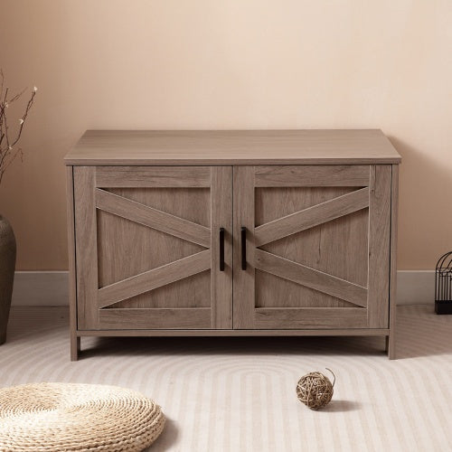 White Wooden Cat Litter Box Furniture with Enclosure Pets Possessions