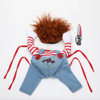 Spooktacular Cutesy, Artsy Chucky Doll or Horseman Halloween Costumes for Dogs Pets Possessions