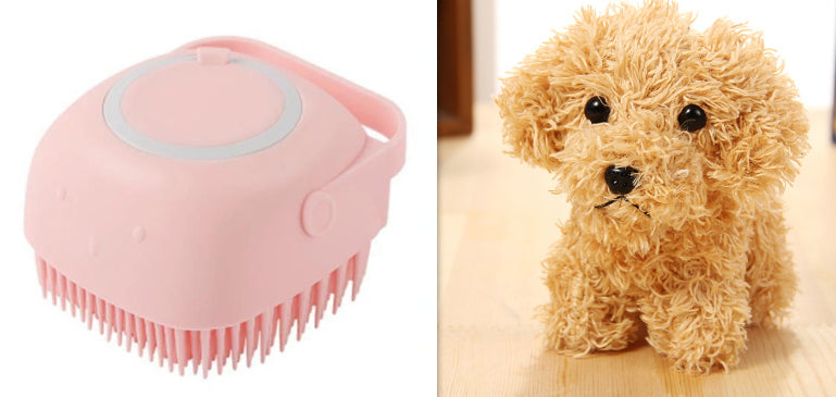 Silicone Soap Dispenser Bath Brush for Cats & Dogs Pets Possessions LLC