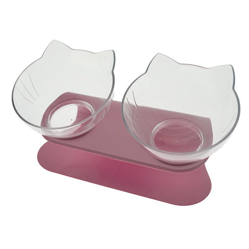 Diagonal Elevated Feeding Bowl Designed to Protect Cervical Vertebra for Cats Pets Possessions