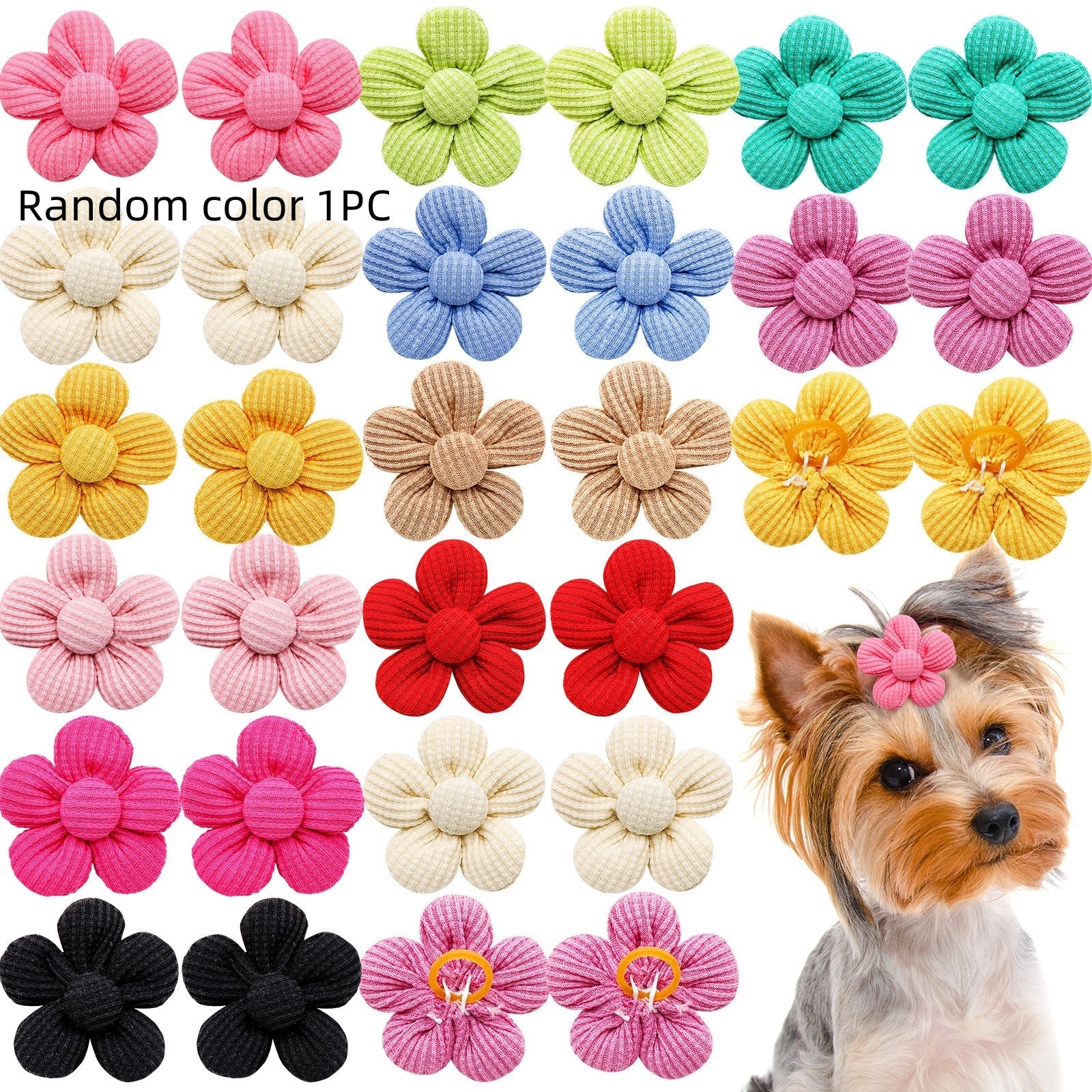 Pet Headdress Flower Spring Flower Solid Color Headdress Flower Dog Cat Accessories Pets Possessions LLC