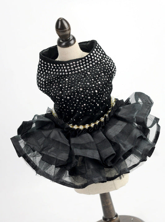 Elegant Black Studded Special Occasion Dress for Dogs & Cats Pets Possessions LLC