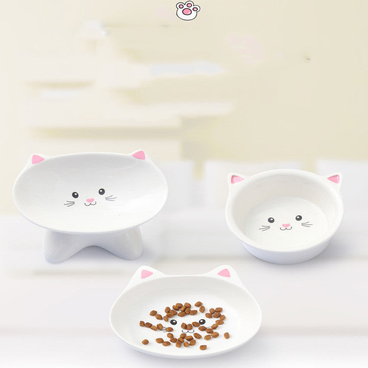 Small Ceramic Cute Feeding Bowl Set for Cats & Small Dogs Pets Possessions