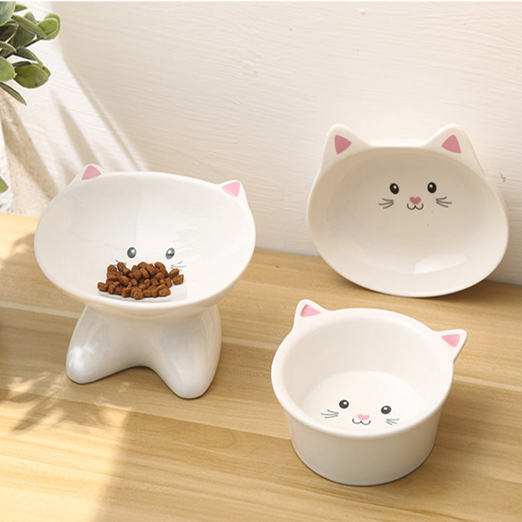 Small Ceramic Cute Feeding Bowl Set for Cats & Small Dogs Pets Possessions