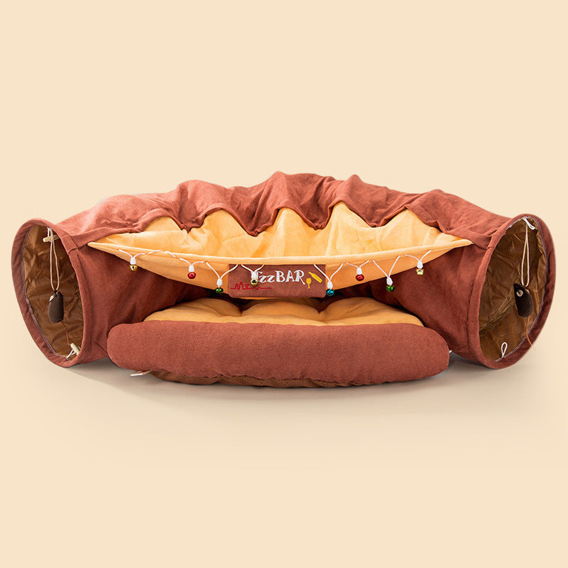 Fun Collapsible Cat Bed with Tunnel Pets Possessions