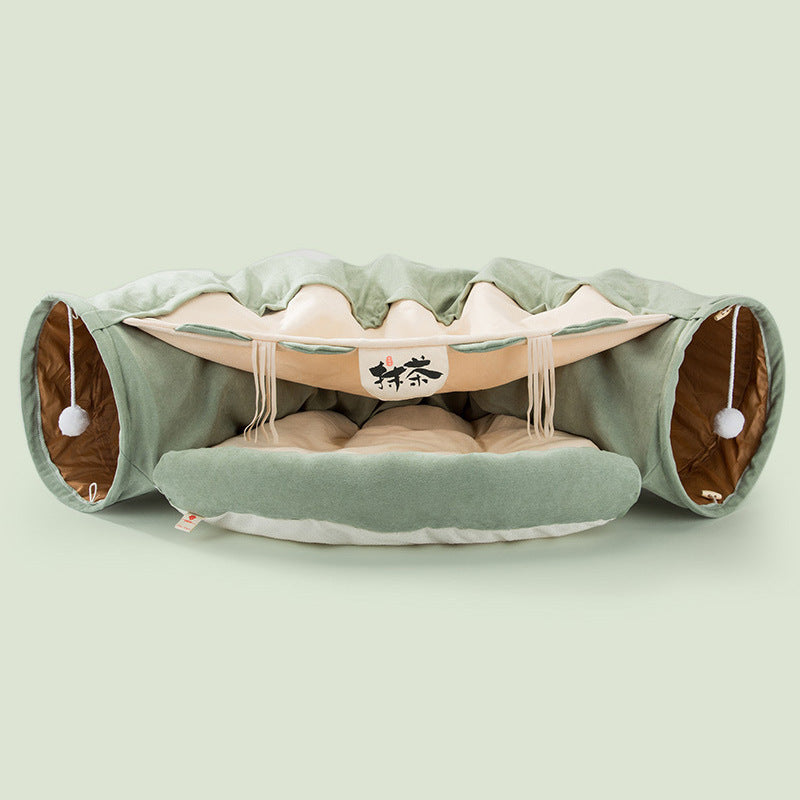 Fun Collapsible Cat Bed with Tunnel Pets Possessions