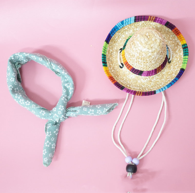 Cinco de Mayo Straw Hat + Bandanna for Cats & Dogs