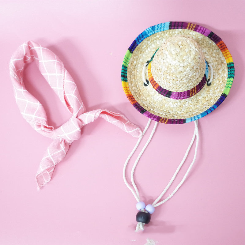 Cinco de Mayo Straw Hat + Bandanna for Cats & Dogs
