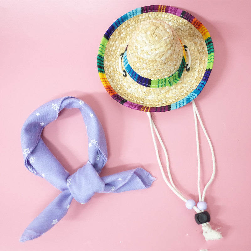 Cinco de Mayo Straw Hat + Bandanna for Cats & Dogs