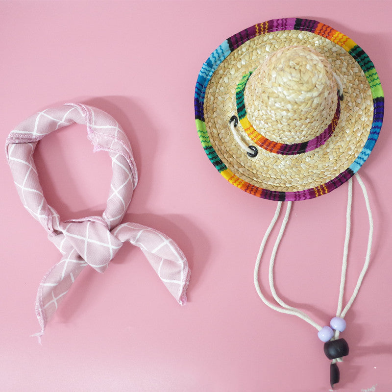Fiesta Duo — Cinco de Mayo Straw Hat & Bandanna Set for Cats & Dogs