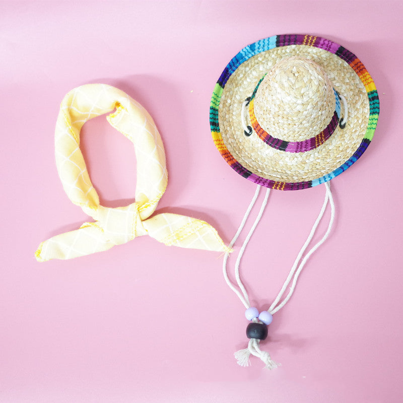 Cinco de Mayo Straw Hat + Bandanna for Cats & Dogs