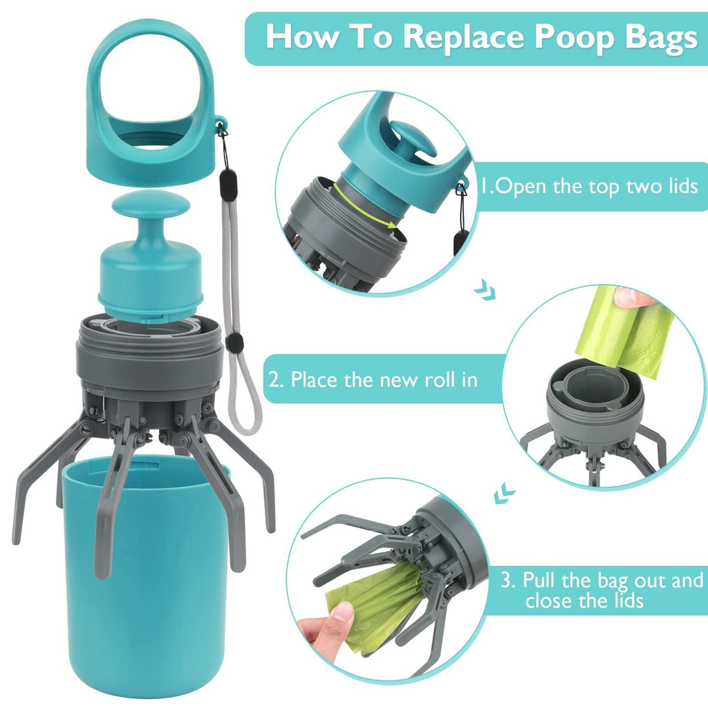 Portable Poop Scooper with Attachable Bag Dispenser for Dog Waste Pets Possessions