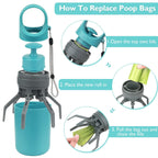 Portable Poop Scooper with Attachable Bag Dispenser for Dog Waste Pets Possessions