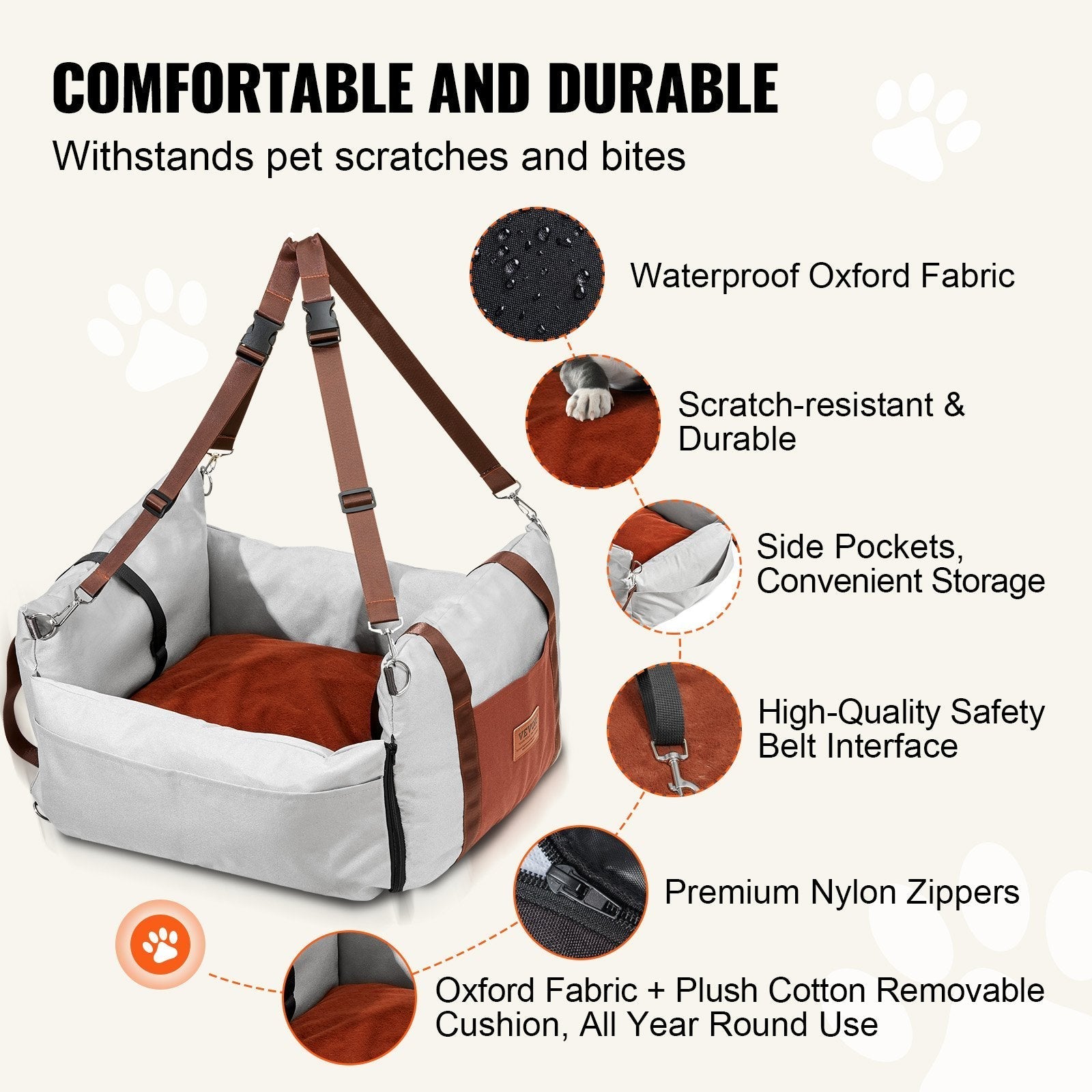 VEVOR Booster Car Seat for Small Cats & Dogs Up To 25lbs Pets Possessions
