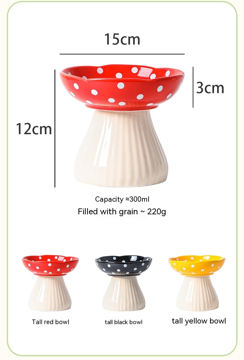 Mushroom High Foot Protection Anti Roll Cat Bowls Pets Possessions LLC
