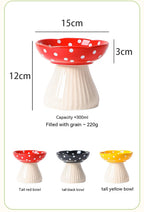 Mushroom High Foot Protection Anti Roll Cat Bowls Pets Possessions LLC