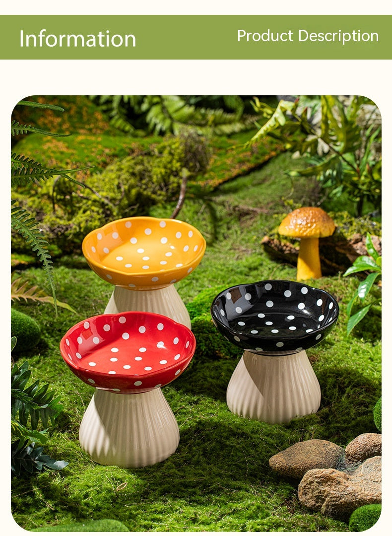 Mushroom High Foot Protection Anti Roll Cat Bowls Pets Possessions LLC