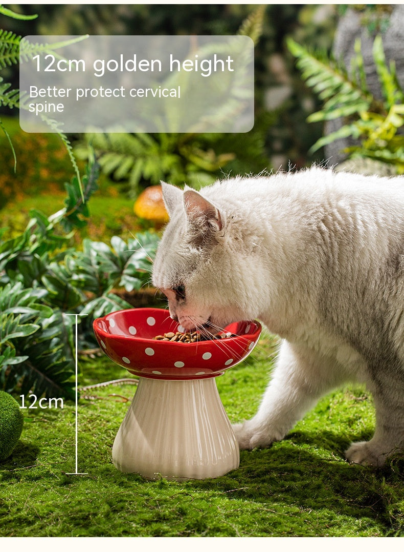 Mushroom High Foot Protection Anti Roll Cat Bowls Pets Possessions LLC