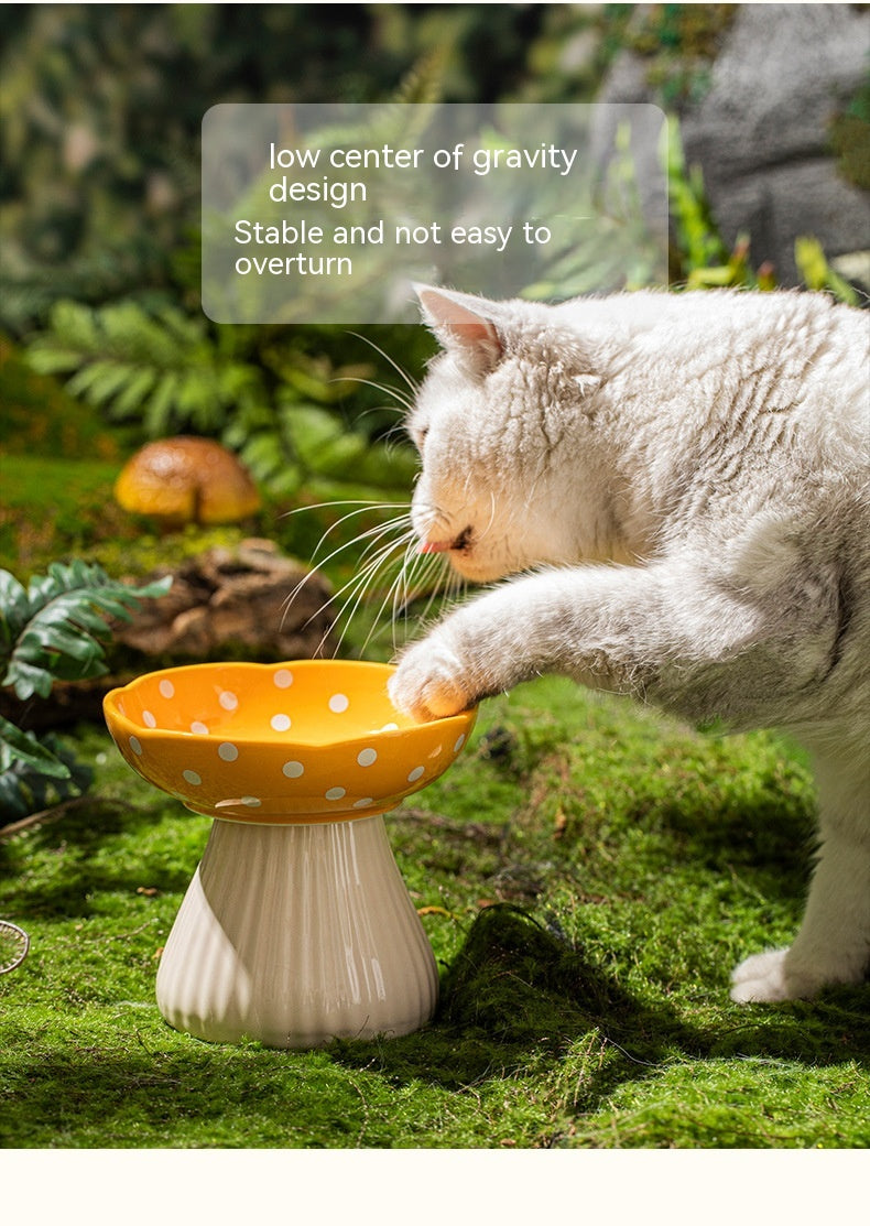 Mushroom High Foot Protection Anti Roll Cat Bowls Pets Possessions LLC