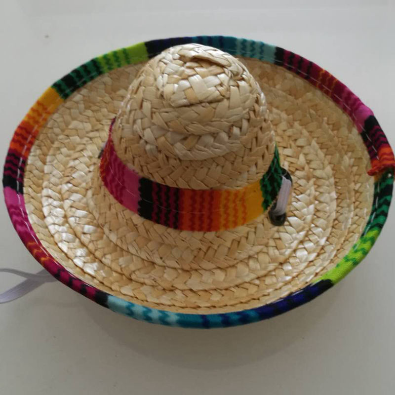 Festive Cinco de Mayo Straw Hat for Cats & Small Dogs