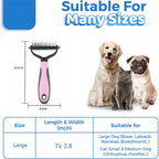 2-Sided De-shedding Fur Remover Rake Comb for Cats & Dogs Pets Possessions