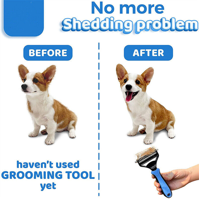 2-Sided De-shedding Fur Remover Rake Comb for Cats & Dogs Pets Possessions