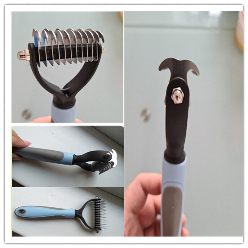 2-Sided De-shedding Fur Remover Rake Comb for Cats & Dogs Pets Possessions