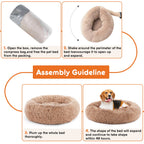 Comfy 24” Anti-Slip Round Plush Faux Fur Bed, Fits Up To 25 Lbs for Cats & Dogs Pets Possessions