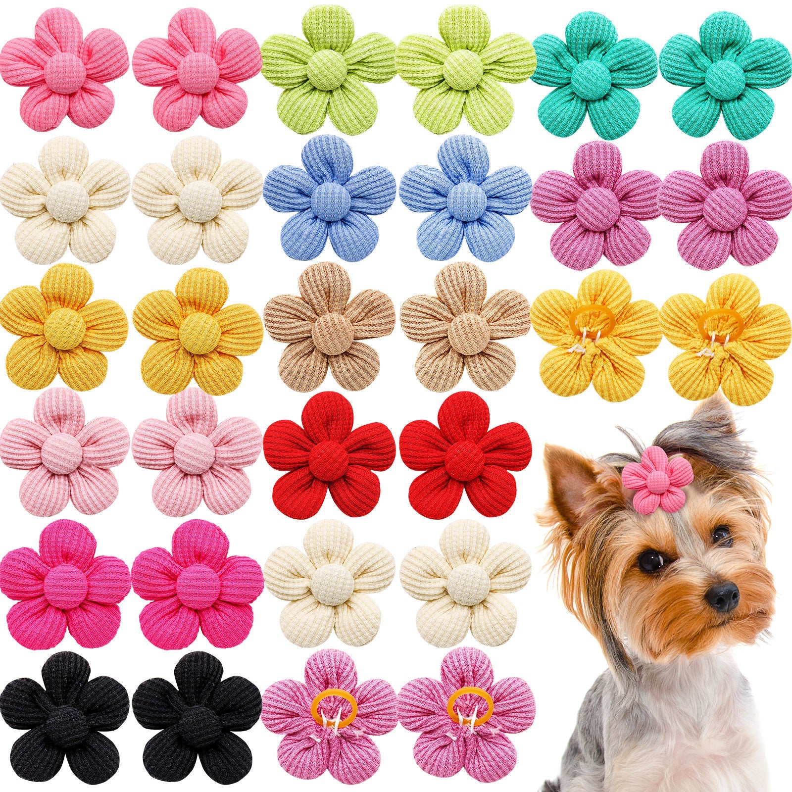 Pet Headdress Flower Spring Flower Solid Color Headdress Flower Dog Cat Accessories Pets Possessions LLC
