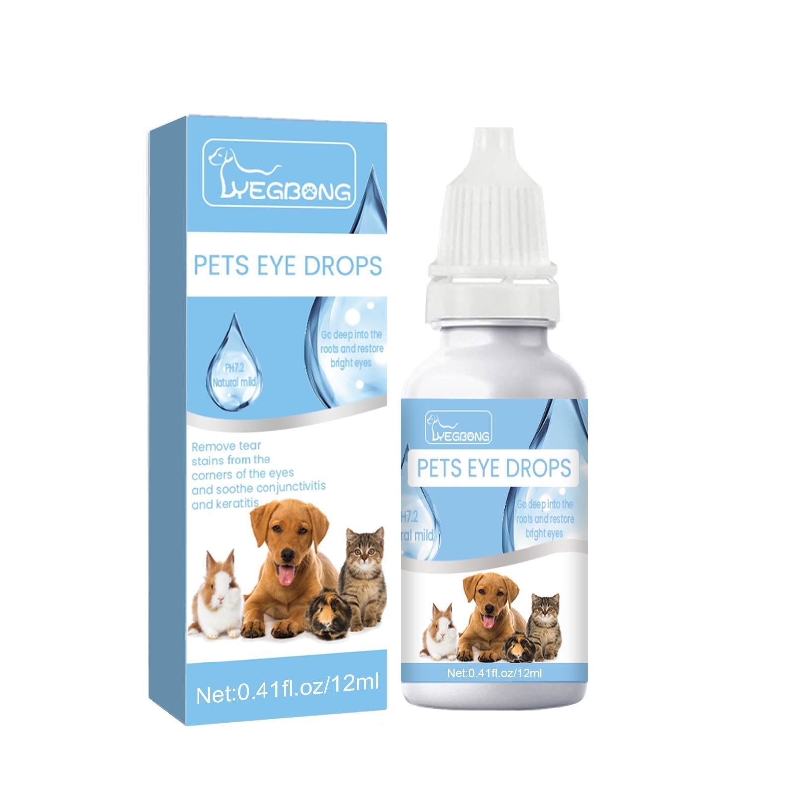 Yegbong Eye Drops with Vitamin B6 and Taurine to Relieve Irritated Eyes, Conjunctivitis and Tear Stains for Cats & Dogs Pets Possessions