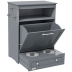 Gray Contemporary Pet Feeder Station with Storage Containers for Cats & Dogs (Must Have) Pets Possessions