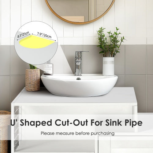 2-in-1 Vanity with Cat Litter Box Enclosure and Storage Shelves for Bathroom Pets Possessions