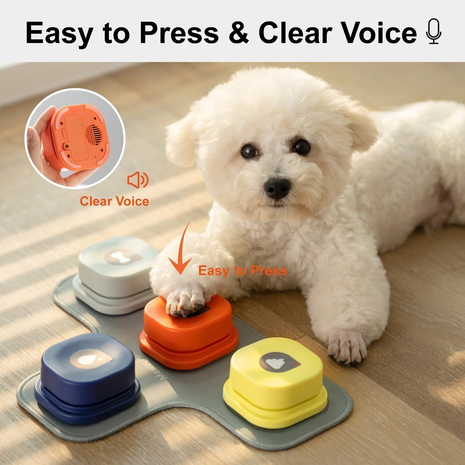 MEWOOFUN Talking Training Button Set - 3 Recordable Communication Buttons (IQ Interactive) for Cats & Dogs Pets Possessions