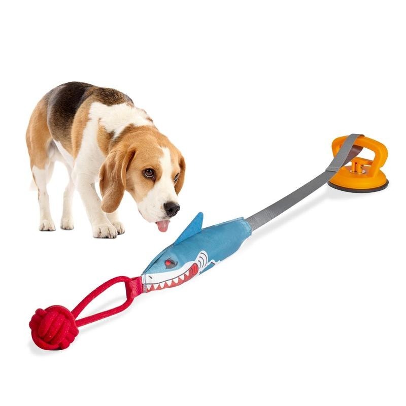 PROKEl Shark Shaped Interactive Twine Toy with Suction Cup for Cats & Dogs Pets Possessions