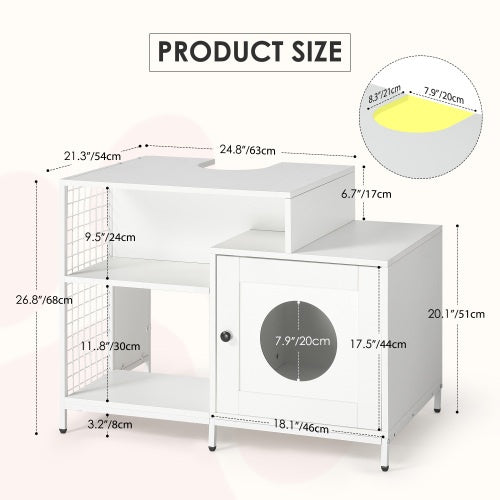 2-in-1 Vanity with Cat Litter Box Enclosure and Storage Shelves for Bathroom Pets Possessions