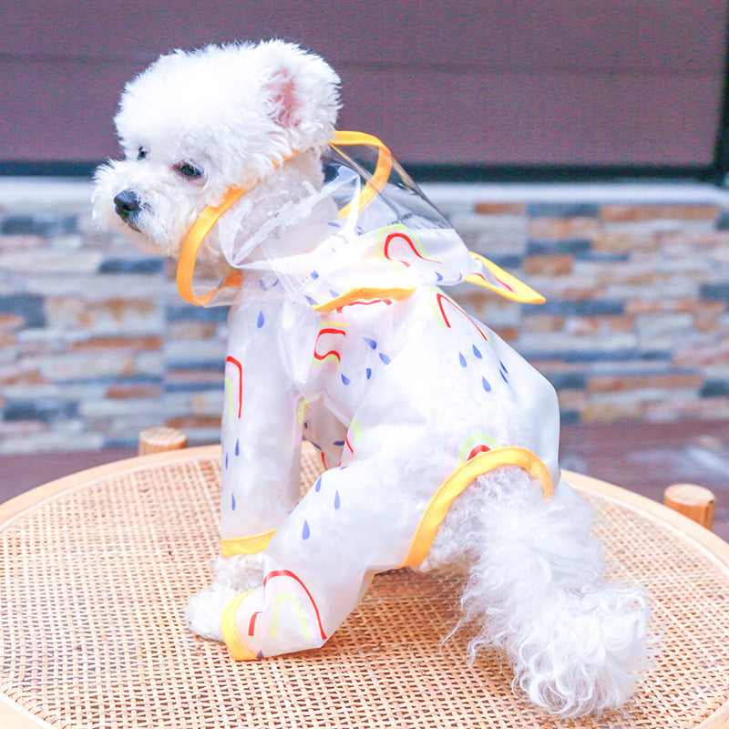 Cutesy Transparent Rainbow Raincoat for Dogs Pets Possessions LLC