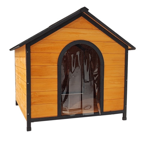 Durable Wooden Outdoor Doghouse with Extra Storage Space Pets Possessions