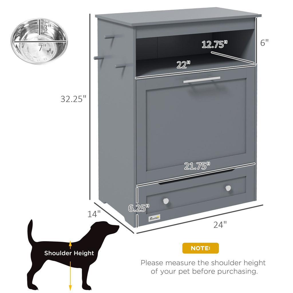 Gray Contemporary Pet Feeder Station with Storage Containers for Cats & Dogs (Must Have) Pets Possessions