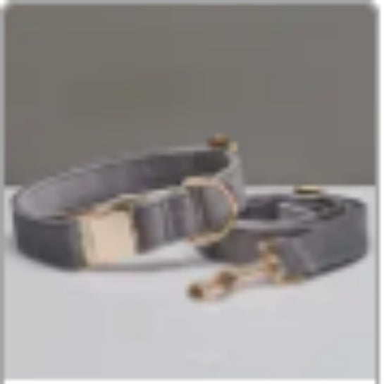 Multiple Color Velvet Customizable Dog Collar +Leash Set with Bow Pets Possessions