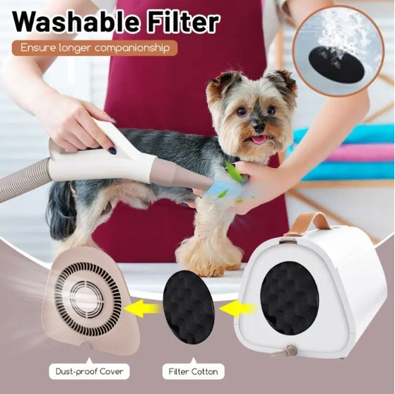 Smart Professional-Grade Grooming Blow Dryer with 4 Detachable Nozzles for Cats & Dogs Pets Possessions