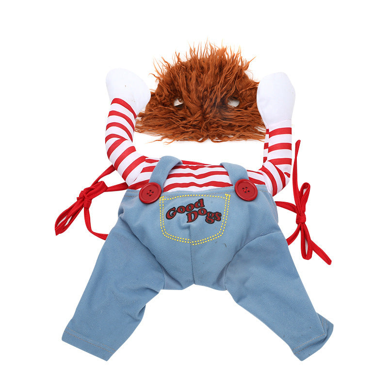 Spooktacular Cutesy, Artsy Chucky Doll or Horseman Halloween Costumes for Dogs Pets Possessions