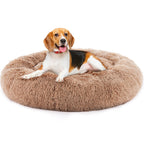 Comfy 24” Anti-Slip Round Plush Faux Fur Bed, Fits Up To 25 Lbs for Cats & Dogs Pets Possessions