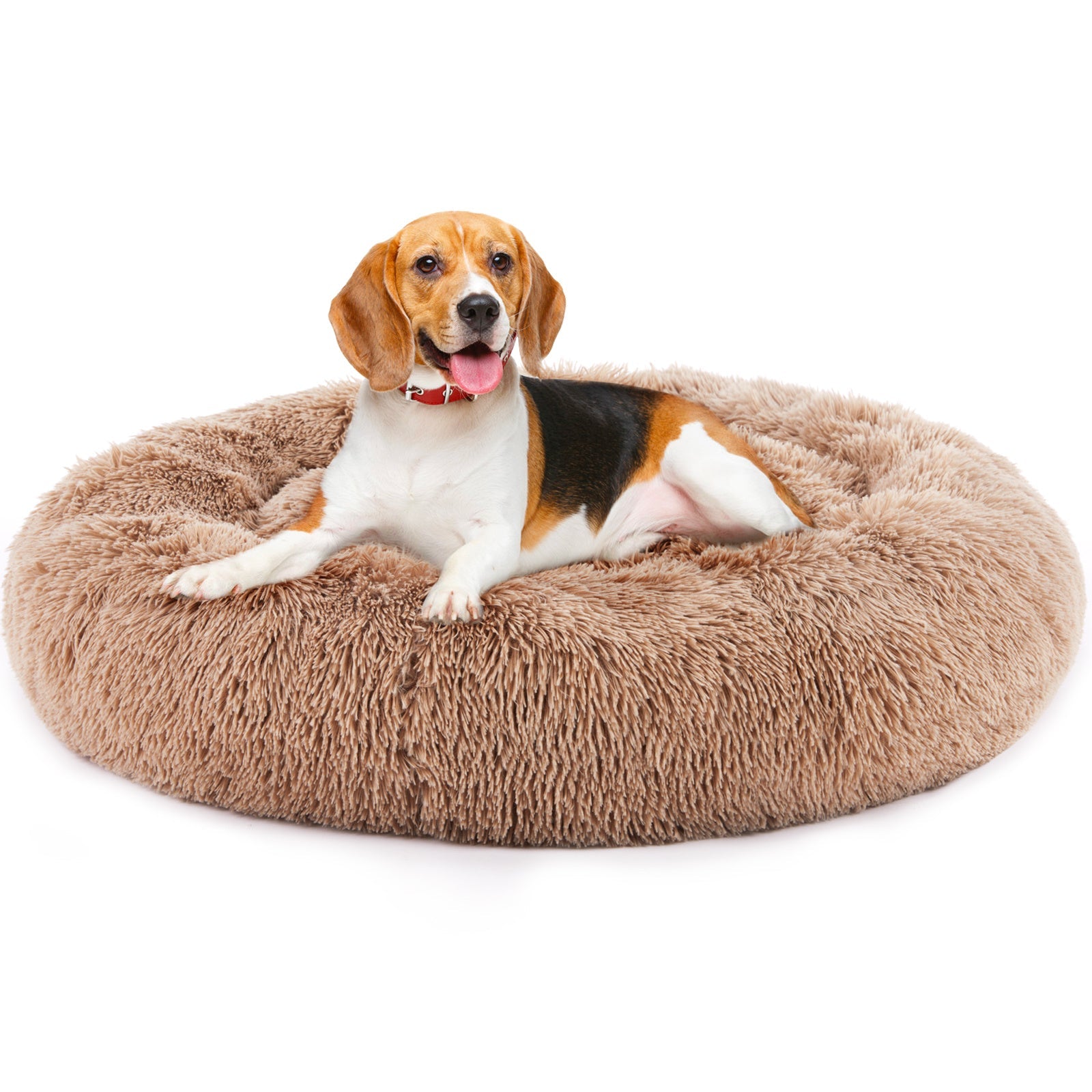 Comfy 24” Anti-Slip Round Plush Faux Fur Bed, Fits Up To 25 Lbs for Cats & Dogs Pets Possessions