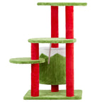 Festive 32” 3-Level Christmas Themed Cat Tower with Climbing Frame Pets Possessions