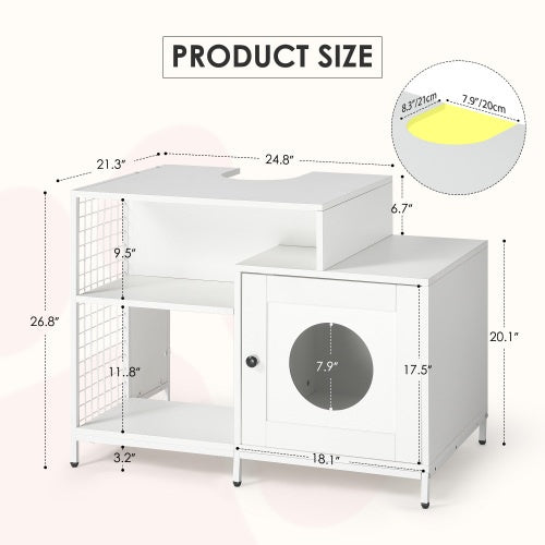 2-in-1 Vanity with Cat Litter Box Enclosure and Storage Shelves for Bathroom Pets Possessions