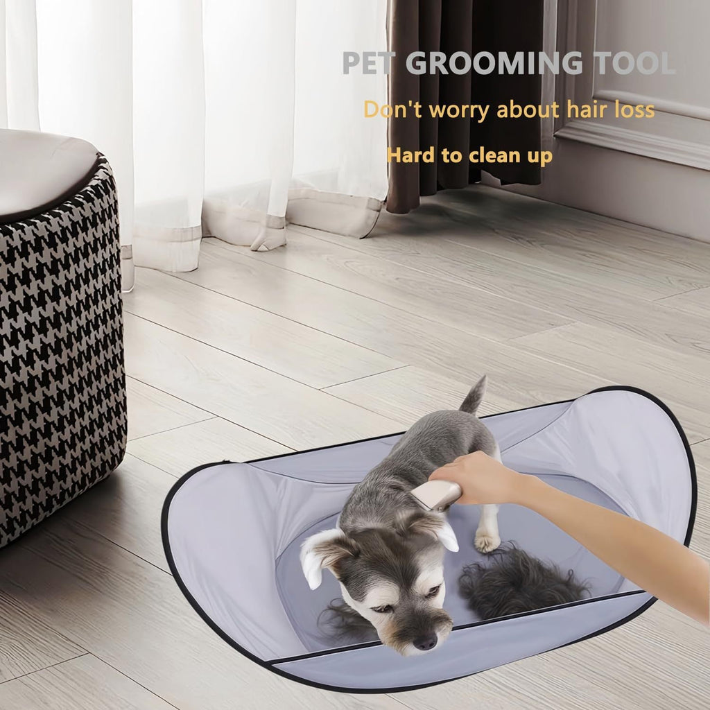 2-in-1 Waterproof Hair Catcher Tent with Adjustable Barbering Cape for Bathing and Easy Pet Grooming for Dogs & Cats Pets Possessions