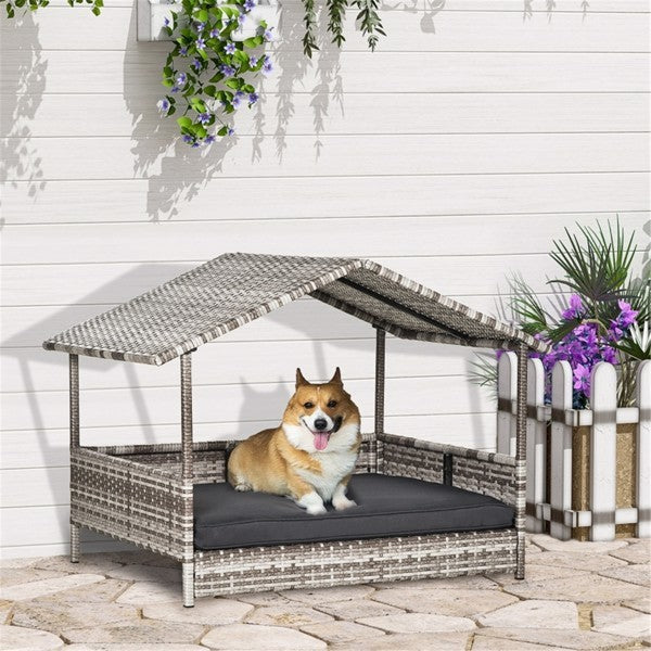 Luxury Rattan In / Outdoor Pet Tent with Sofa for Dogs Pets Possessions