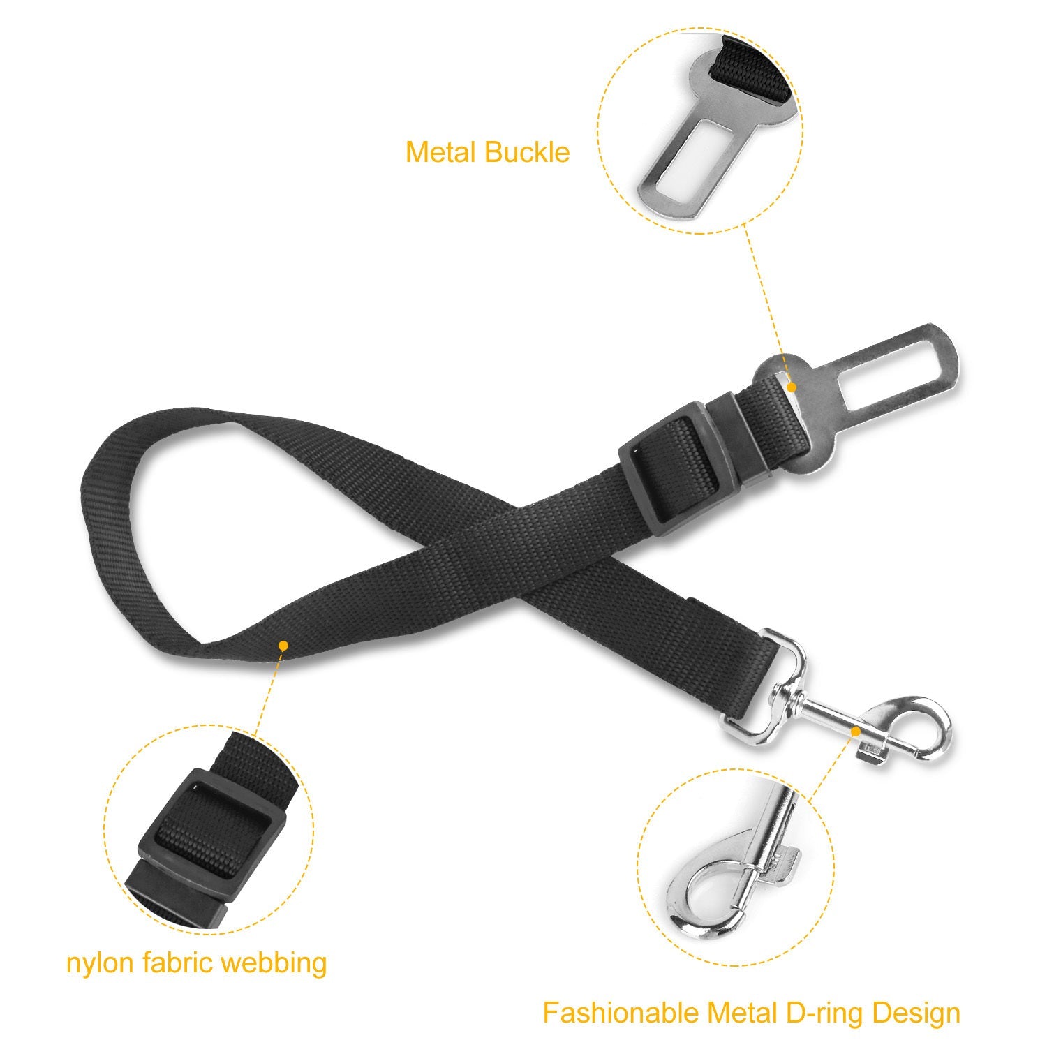 2Pcs Pet Safety Adjustable Seat Belt for Vehicle Pets Possessions